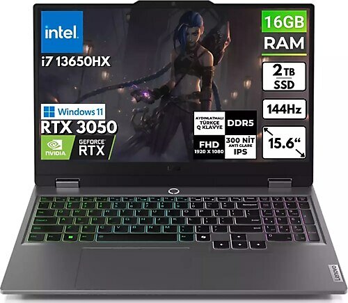 Lenovo LOQ 15IRX9 83DV00G5TR BT22 15.6 inç Intel Core i7 13650HX 16 GB 2 TB SSD NVIDIA GeForce RTX 3050 Windows 11 Professional
