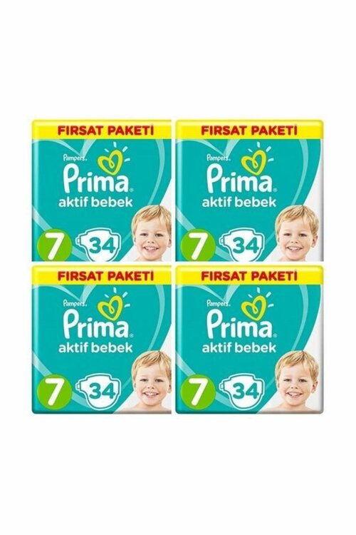 Prima Bebek Bezi 7 Beden 15+ Kg 34 Adet 4'lü Paket 136 Adet