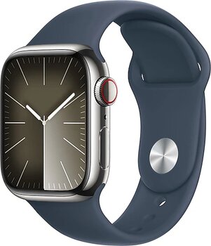 Apple Watch Series 9 GPS + Cellular 41 mm Spor Kordon Çelik Kasa Gümüş Akıllı Saat