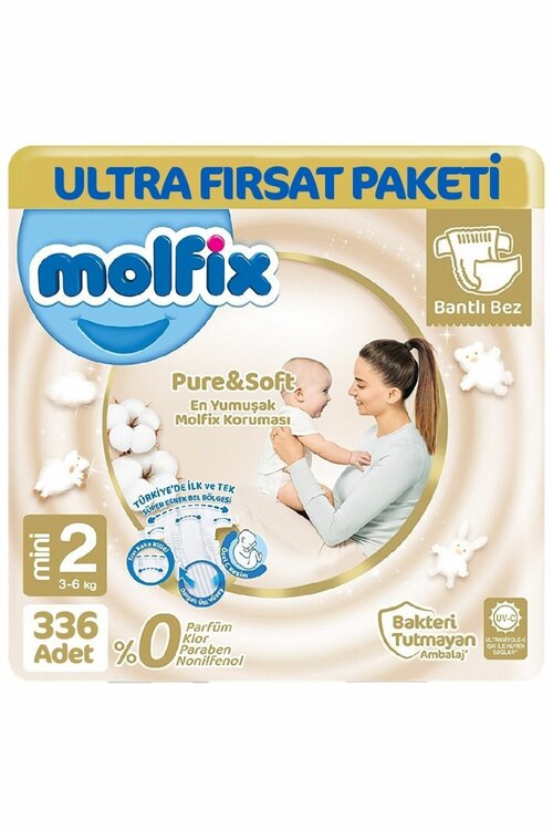 Molfix Pure&Soft Bebek Bezi 2 Beden Ultra Fırsat Paketi 336 Adet