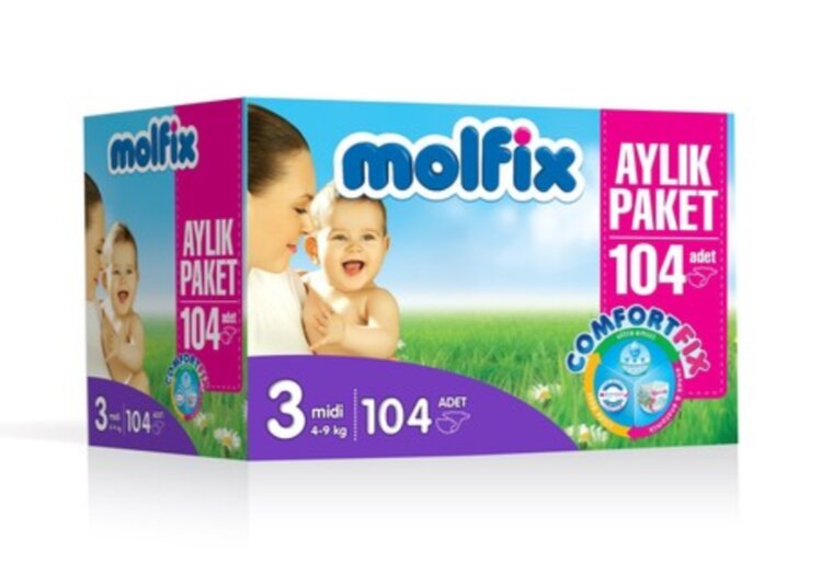 Molfix Bebek Bezi Comfort Fix Aylık Paket 3 Beden 104 Adet