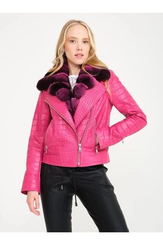 janbely Pembe Deri Ceket 42 Beden