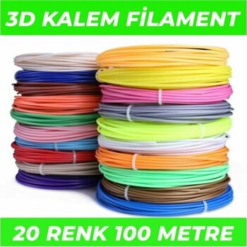 20 Renk 5 Metre 3D Kalem Pla FILAMENT-100 Metre-3d Pen Filamenti - Beyaz