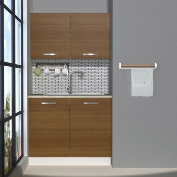 Decoraktiv Mini 100 MDF Hazır Mutfak Dolabı - Tezgah Dahil - Naturel Ceviz