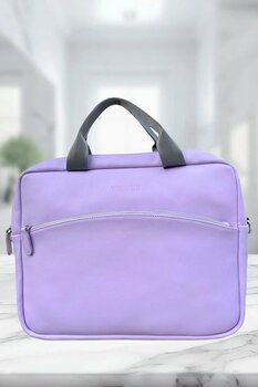 Worken 15.6" Askılı Laptop Evrak Ve Macbook Çantası Lila Vegan Deri 39x30x4 cm Laptop Çantası