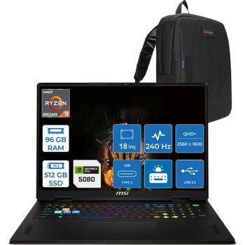 Msı Vector A18 Hx A9WIG-093TR Amd Ryzen 9-9955HX Aı 96GB 512GB SSD 16GB/RTX5080 Gddr7 175W 18 Inç 2k 2560×1600) Qhd+ 240Hz Freedos Taşınabilir Bilg...