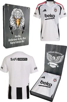 Beşiktaş Orijinal 24-25 Beyaz Forma Bjk Kartal Baskılı Hediyelik Ahşap Kutulu