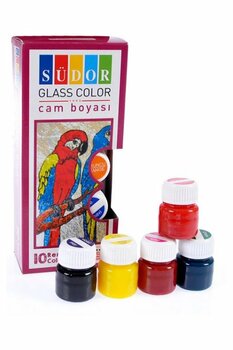 Cam Boyası 10 Renk 15 Ml Ve Siyah Kontur Boyası 1 Paket Fırça 3 Adet Cam Vitray Boyama Seti Cam Boyama Seti