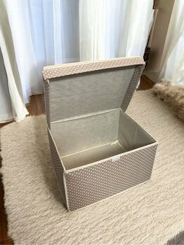 VAYBE 3 Adet Mini Saklama Kutusu,kutu Hurç,kutu,organizer,oyuncak Kutusu Krem Puantiye Desen 30x40x25