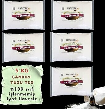 Hanzade Bitkisel 84 Mineralli Çankırı Kristal Kaya Tuzu (Toz Kaya Tuzu, 5 Kg)