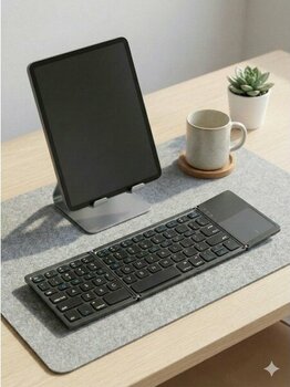 Zilvana Touchpad'li 3'e Katlanabilir Bluetooth Klavye - Çoklu Cihaz Destekli Ultra Ince Seyahat Klavyesi - Siyah