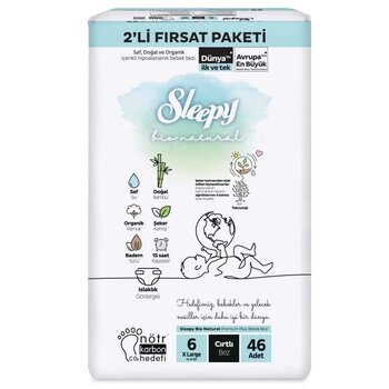 Sleepy Bio Natural 2'li Fırsat Paketi 6 XL Beden Bebek Bezi 46 Adet