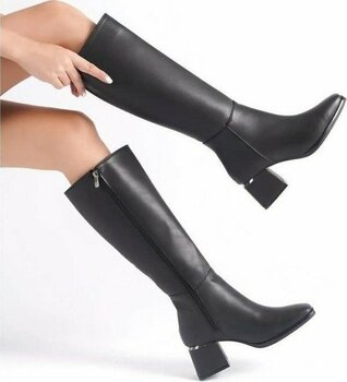 Papuçcity Snyrt 03032 Kadın Topuklu Çizme Bot - 39 - Siyah