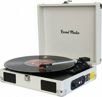 Record Master RM-311 Açık Gri Renkli Pikap - Tüm Plaklar Ile Uyumlu - Power Bank Lere Bağlanarak Kullanılabilme