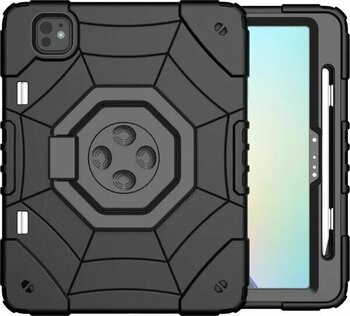 XFashion iPad Pro 11 (2024) M4 Kickstand Siyah TPU + PC Tablet Kılıfı