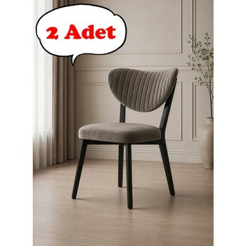 Teknor 2 Adet  Elma Sandalye Modern Kadife Kapitone Sırtlı Mutfak Yemek Odası Balkon Kafe Sandalyesi 85 cm - Kahverengi