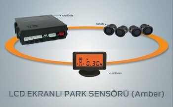 Unique Lcd Ekranlı Park Sensör 19mm Mat Siyah Sensör