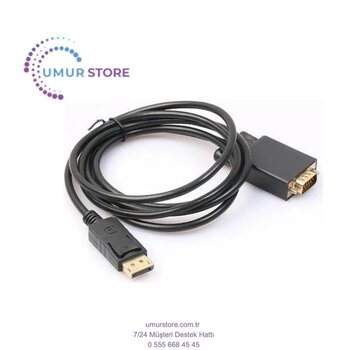 Display Port To Vga Kablo Display Vga Dp To Vga 1.8M Displayport Erkek Vga Erkek Kablo 1.8 Metre Çevirici Dönüştürücü