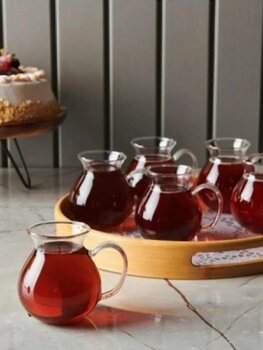 Caelia 6'lı Borosilikat Cam Keyfi Ala Kulplu Çay Bardağı 200 ml