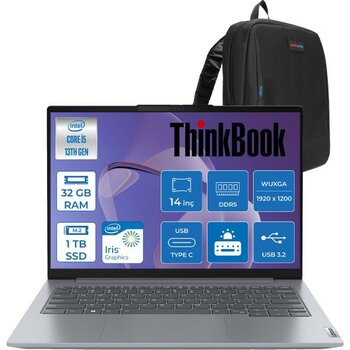 Lenovo Thinkbook 14 G6 Irl Intel Core I5 1335U 32GB Ddr5 1tb SSD Intel Iris Xe Graphics 14" Wuxga IPS 300NITS Windows 11 Home Taşınabilir Bilgisaya...