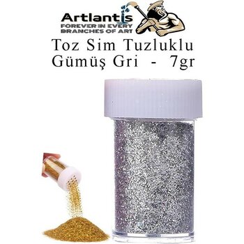 Artlantis Renkli Toz Sim Tuzluklu 7 gr 1 Adet Renkli Toz Sim Epoksi Reçine Okul Etkinlik Dekarasyon Slime - Gri