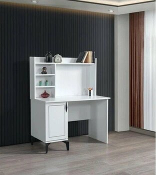 Erezoğulları Mobilya Çizgi Yarım Kitaplıklı Beyaz 110 x 137 x 60 cm Çalışma Masası