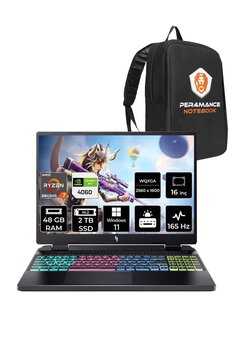 Acer Nitro 16 R7 8845hs 48gb 2tb Ssd Rtx4060/8gb 165hz Wqxga 16" W11h Gaming Laptop & Per4 Çanta