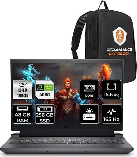 Dell G15 5530 G155530013 15.6 inç Intel Core i7 13650HX 48 GB 256 GB SSD NVIDIA GeForce RTX 4060 FreeDOS