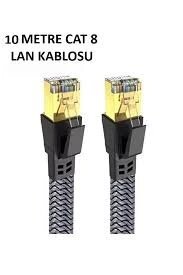 Cat8 Lan Kablosu Yüksek Hızlı 40Gbps 2000Mhz Ethernet Kablosu Örgü Kaplama10m