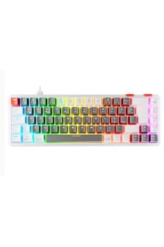 Rampage YORU MINI Gri-Beyaz Type-C Bağlantılı OUTEMU Red Swich Q Mekanik Gaming Oyuncu Klavye RGB