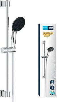 GROHE Vitalio Start 110 Sürgülü Duş Seti, 110mm Yuvarlak 1 Akışlı El Duşu, 600mm Sürgülü Ray, 1750mm Duş Hortumu, Duş Başlığı Seti, Krom, 27942001