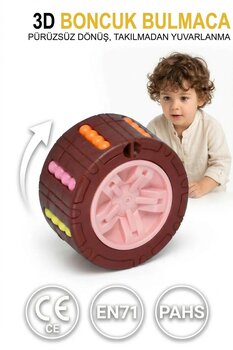 BBSKY 3D Silindir Küp Oyuncak, Dönen Stres Küpü, Boncuk Bulmaca, Zeka Oyunu, Kız-Erkek Hediye