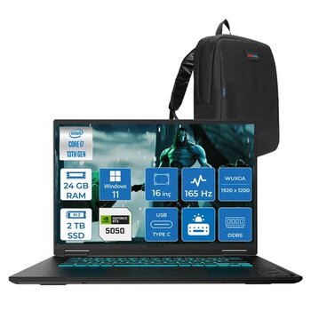 Gıgabyte Gamıng A16cth Intel® Core™ I7-13620H Ddr5 24Gb 2Tb Ssd 16Inç 8Gb/Rtx5050 85W Ips Wuxga (1920X1200) 165Hz, 300Nıts Wındows11home Gaming Laptop Wa16cthh05+Zettaçanta
