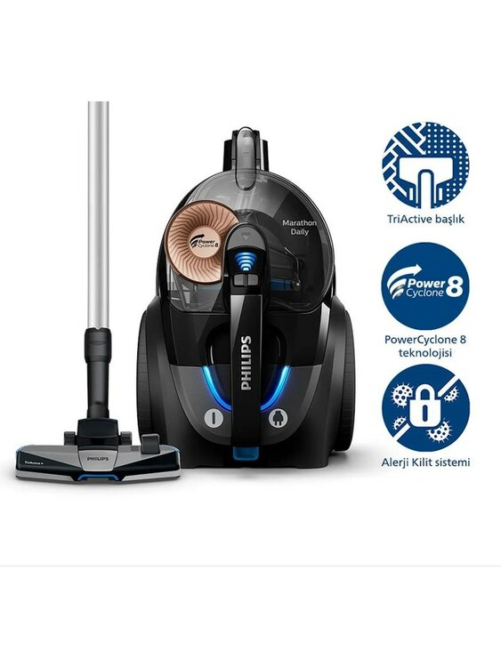 Philips Marathon Daily XB7150/07 900 W Koyu Siyah Elektrikli Süpürge