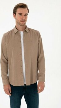 Cacharel Erkek Bej Regular Fit %100 Pamuk Fitilli Gömlek 50310504-VR011 - XL