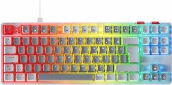 Rampage Yoru TKL Beyaz - Gri Type-C Bağlantılı Outemu Red Switch Mekanik Oyuncu RGB Klavye