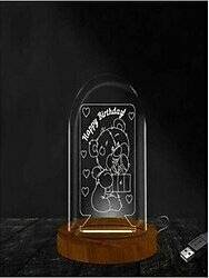 Happy Birthday Fanus Lamba 3 Boyutlu Elektrikli Masa Üstü Gece Lambası