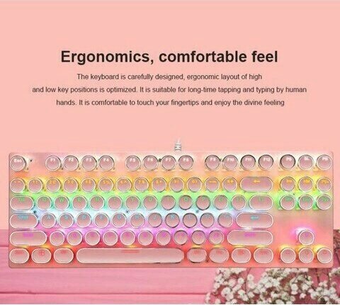 CoverZone Leaven K550 Pembe Kablolu USB Mekanik RGB Kırmızı Switch Oyuncu Işıklı Klavye