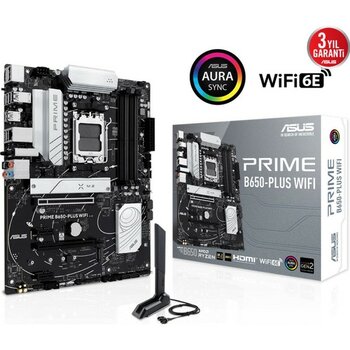 Asus Prıme B650-PLUS Wıfı Am5 Ddr5 7600 2xm2 Usb3.2 Ax Wifi+Bt Aura Rgb Atx