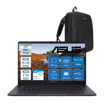 Asus Expertbook B1 B1403CVA Intel Core I5-1334U 16GB Ddr5 2tb SSD Intel Iris x Graphics 14" Fhd LED 300NITS Freedos Taşınabilir Bilgisayar B1403CVAF03 + Zettaçanta