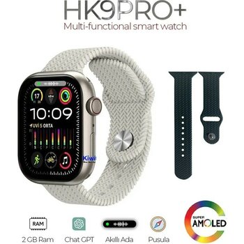 Wearfit Pro Hk9 Pro Plus Amoled Ekran 2inç Yapay Zeka Galeri Ses Kaydı Kulaklık Bağlama Akıllı Saat - Krem
