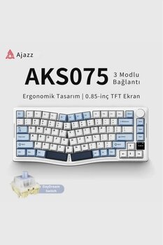 Ajazz Ergonomik DayDream Switch-Mekanik Klavye-BT5.1/2.4GWireless/USB-HotSwap Dinamik RGB - Mavi