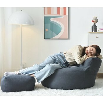 Patara Home Mila Modell Puff & Armut Koltuk 2'li Relax  Koltuk - Koyu Gri