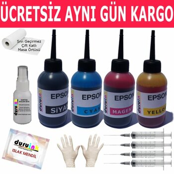 Epson T0711 T7014 4X100ml Muadil Mürekkep Seti Duruınk 4 Renk Dolum