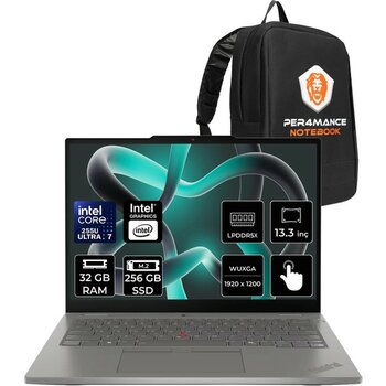 Lenovo Thinkpad L13 Core Ultra 7 255U 32GB Ram 256GB SSD 13.3" Fhd+ Multi-Touch Freedos 21R7003ATXP301 Notebook + Per4 Çanta - 256 GB - 32 GB