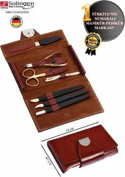Solingen Profesyonel Manikür Pedikür Seti FD-222 G – 9 Parça Deri Kılıfında, Paslanmaz Çelik