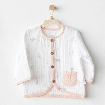 Andywawa Kız Bebek Ceket Jacket  Love Family Muslin AC25523 - 12 - 18 Ay - Ekru