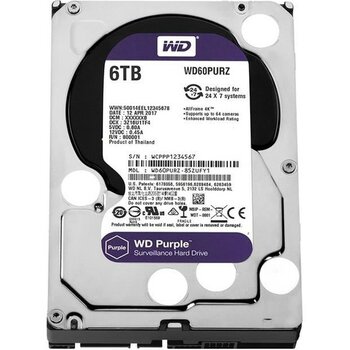 Ett Western Digital WD60PURZ 6 Tb Sata6 64MB 7-24 Purple Harddisk