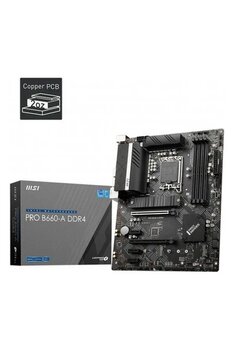 Msı Pro B660-A Ddr4 Soket 1700 Ddr4 4800(Oc) Pcı-E Gen 4 ,M.2 Usb3.2 1X 2.5G Lan Atx