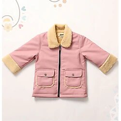 Kız Bebek ve Çocuk İçi ve Yakası Kürklü Deri Mont PEMBEAVM2103 3 Yaş